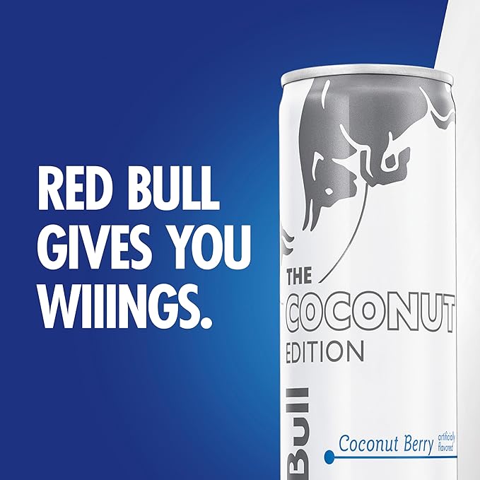 Red Bull Coconut Edition Energy Drink, Coconut Berry, with 80mg Caffeine plus Taurine & B Vitamins, 8.4 Fl Oz, 6 Packs of 4 Cans (Pack of 24)