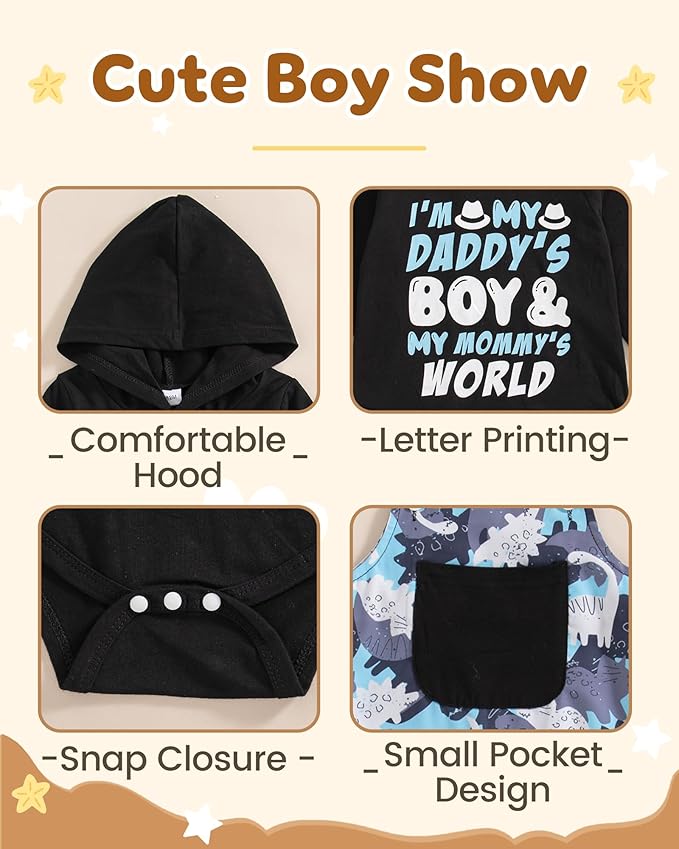 NZRVAWS Baby Boy Clothes Newborn Outfits Infant Romper Fall Winter Hoodie Pocket Pants Overalls Set NB-18M