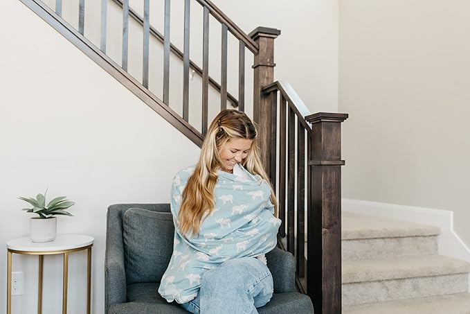 Copper Pearl Multi-Use Cover: Car Seat Covers, Nursing Cover, and Stroller Cover for Sun - Stretchy Fabric, All-Season Use, Stylish Designs, Easy Access for Moms - Peanut