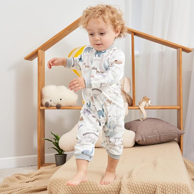 100% Organic Cotton Soft 3-24 Months Unisex Footless Newborn Baby Sleepers Pajamas Romper Boys Girls Long Sleeve