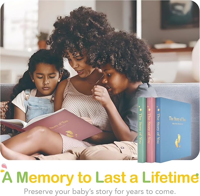 Baby Memory Book First 5 Year Boy or Girl Keepsake Journal Photo Albums Scrapbook, Gifts for Baby Shower First Time Mom New Parents (Footprint - Pink)