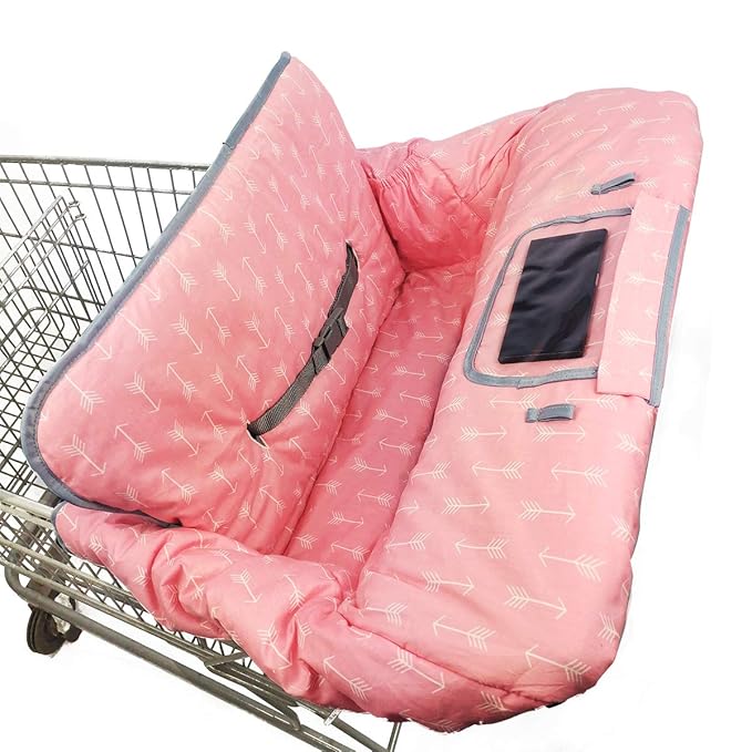 Shopping Cart Covers for Baby Girl, Cotton High Chair Cover, Machine Washable for Infant, Toddler (Pink)