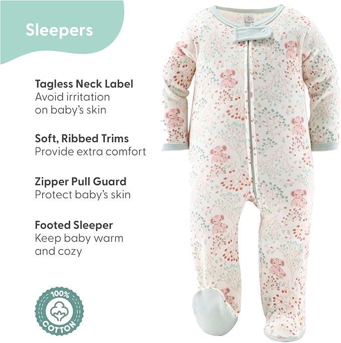 The Peanutshell Baby Layette Gift Set for Girls - 30 Piece New Born Girl Gift Set, Baby Clothes, 0-9 Months - Floral Elephant