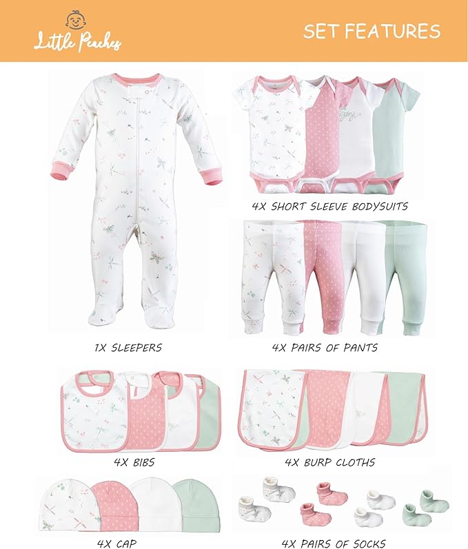Baby Girl Clothes – 100% Cotton, Soft & Breathable Newborn Essentials and Gifts, Fits 3 to 6 Months