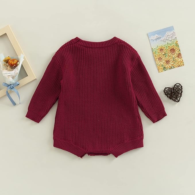 FYBITBO Baby Girl Boy Sweater Knit Oversized Pullover Sweatshirt Romper Onesie Warm Fall Winter Clothes Outfit Newborn