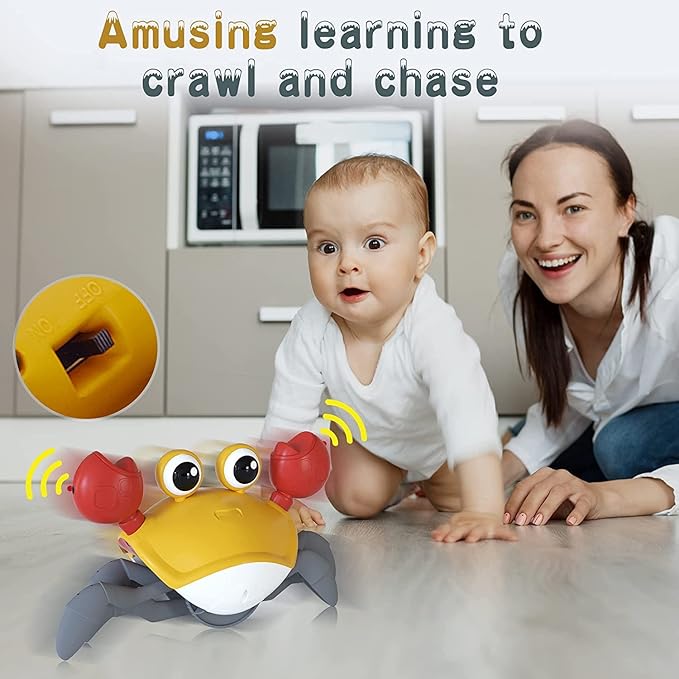 Yeaye Crawling Crab Baby Toys Infant - Tummy Time Toy Gifts for 3 4 5 6 7 8 9 10 11 12 Boy Girl with Learning Crawl System Music for 0-6 6-12 12-18 36 Months Walking Toddler Birthday Gift(Orange)