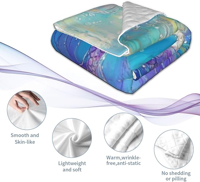 Baby Blanket Mermaid Childish Blue Sea for Boy Girl Newborn 30x40 Inch Toddler Infant Nursery Throw Blankets Double Layer Comfy Soft Plush Stroller Crib Quilt