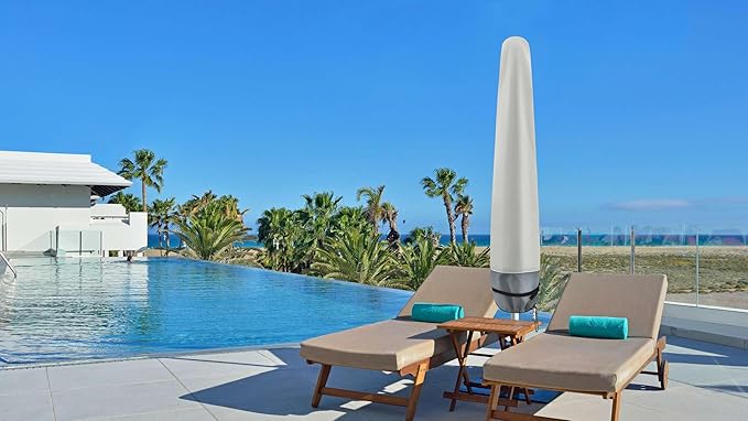 Patio Waterproof Umbrella Cover - Outdoor Market Parasol Cover with Zipper Fits Umbrella Up to 12 Feet, Beige