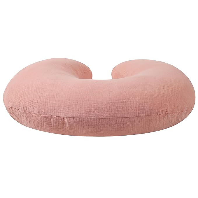 Onacosht Muslin Nursing Pillow Cover 2 Pack 100% Cotton Ultra Soft Breastfeeding Pillow Covers for Baby Boy and Girl, Pink and Floral