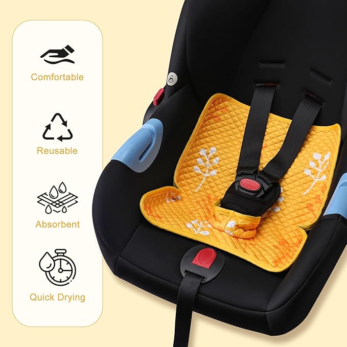 Car Seat Protector for Potty Training, 2 Pack Waterproof CarSeat Liner Toilet Training for Baby Infant Toddler, Dry Seat Piddle Pads Cover for Strollers (Yellow)