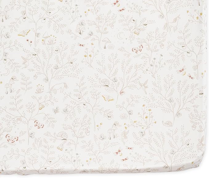 Pehr Crib Sheet, Secret Garden | Breathable Brushed Organic Cotton for Soft Sleep | Snug Fit | Reusable Fabric Bag Packaging | Standard Crib Mattresses up to 52βL x 28βW x 8βH