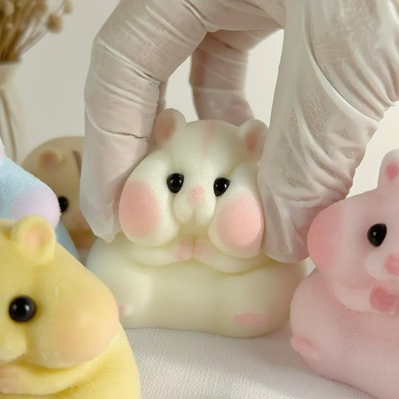 6-Pack Handmade Taba Squishy Hamster Toy, Cute Squishy Hamster Fidget Toy, Realistic Hamster Toy, Soft Silicone Mochi Furry Toy, Stress Relief Gift for Adults & Kids, Sensory Anxiety Plushie(6 colors)