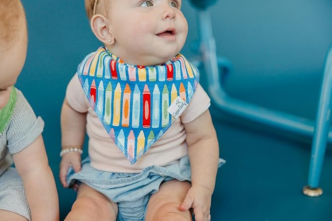 Copper Pearl 4 Pack Soft Cotton Baby Bibs for Drooling and Teething, Absorbent Drool Bibs for Baby Girl and Boy, Adjustable to Fit Newborns to Toddlers, Tons of Styles (Teacher)