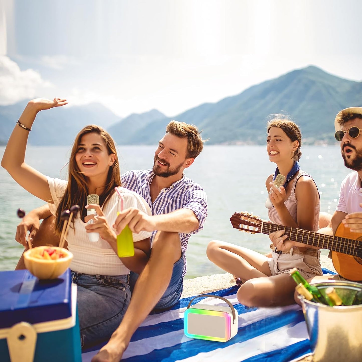 Karaoke Machine Microphone,Fun Toys Christmas Birthday Gifts for Adult Women Men Girls Kids Toddler Boys,Portable Bluetooth Speaker with 2 Wireless Microphone for Home Party Birthday