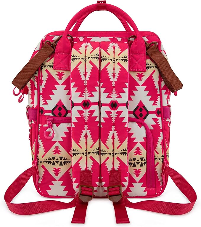 Montana West Wrangler Callie Diaper Bag Backpack with Stroller Straps Western Pattern Multifunction Baby Travel Bag WG2204-91102HPK