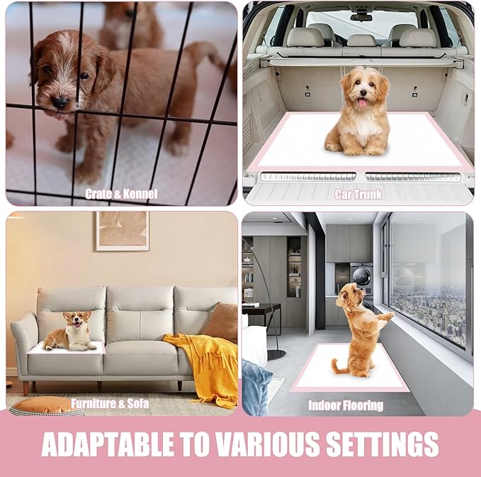 50 Pcs Disposable Changing Pads,Disposable Puppy Pads,Puppy Training Pads,24" x 18" Dog Pee Pads,Super Absorbent Potty Pads,Leak Proof Pet Training Pads,for Puppies Cats Rabbits( Pink, Small)