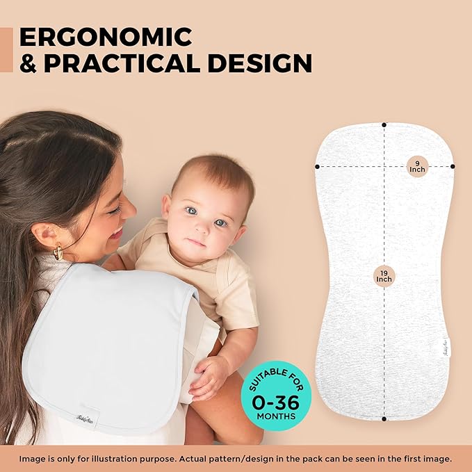 Premium 5-Pack Large Organic Cotton Burp Cloths โ 3 Layers, Ultra Soft & Absorbent Burping Towel, Shoulder Towel & Hand Towel