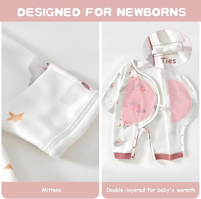 100% Organic Cotton Soft 0-6 Months 2-Piece Unisex Footless Newborn Baby Sleepers Pajamas Romper Boys Girls