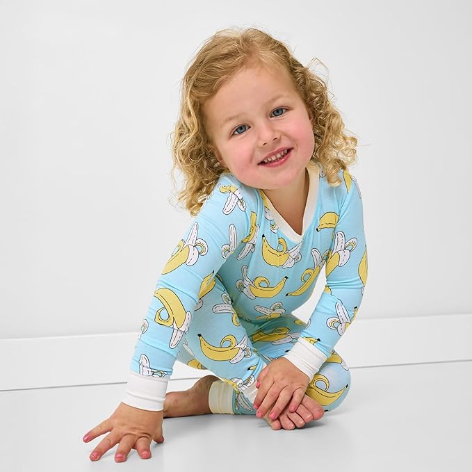 Little Sleepies Two-Piece Pajama Set for Boys & Girls, Soft Viscose from Bamboo Toddler Pajamas for Kids, Family Matching PJs