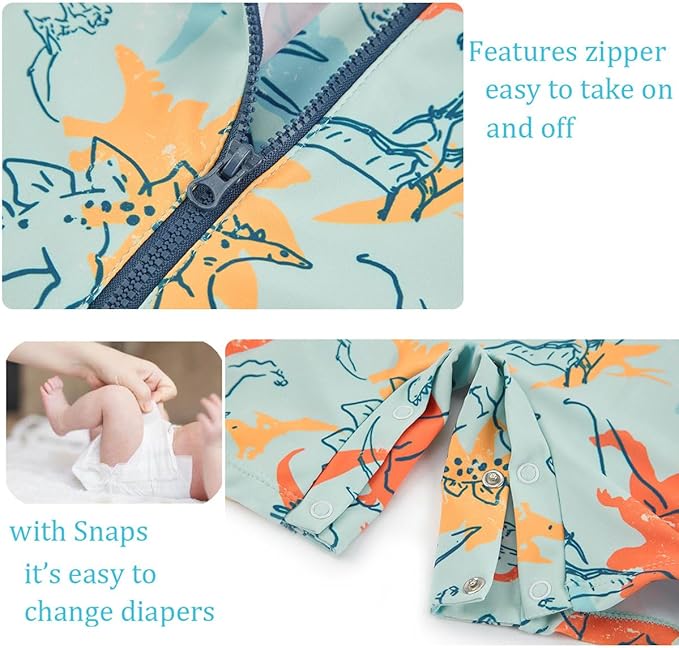 UMELOK Baby Boys UPF 50+ Sun Protection One Piece Rashguard Swimsuit with Snap Bottom