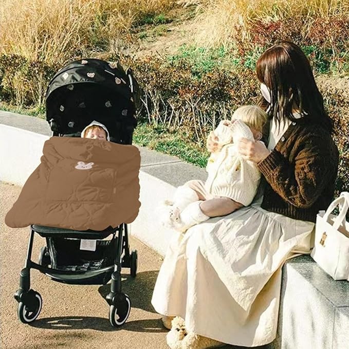 Winter Baby Carrier Cover Stroller Cover,Warm Thicker Hooded Stretchy Cloak Hooded Reversible, Cloak Kangaroo Hoodie for Babies-Coffee