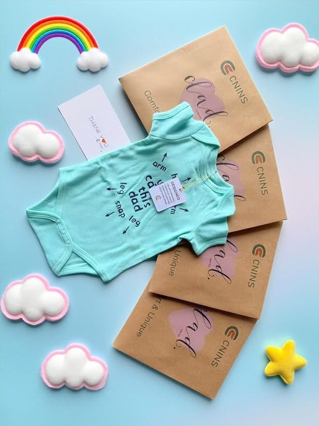 Cnins Funny Baby Bodysuit & Daddy Matching Cotton Outfit for Wild One 1st Birthday, Unisex Newborn Infant Clothes 0-24M