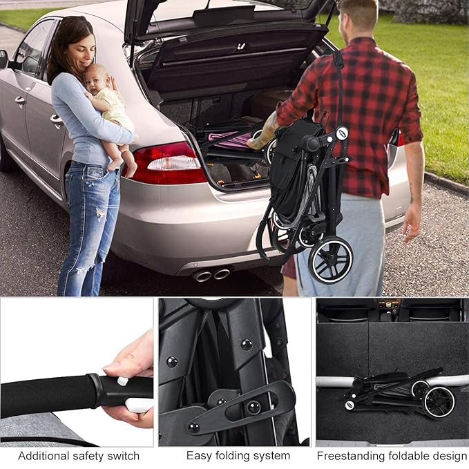 INFANS 2 in 1 Baby Stroller, High Landscape Infant Stroller & Reversible Bassinet Pram, Foldable Pushchair with Adjustable Canopy, Cup Holder, Storage Basket, Suspension Wheels (Volcanic Ash)