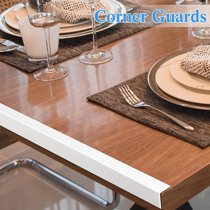 Sasylvia 10 Pcs Wall Corner Protector Guards, Vinyl 3/4 x 48 Inches Corner Trim Molding, Avoid Scratching Scuffs, Ease Install and Cleaning for Door Countertop Furniture Cabinet Protection, White