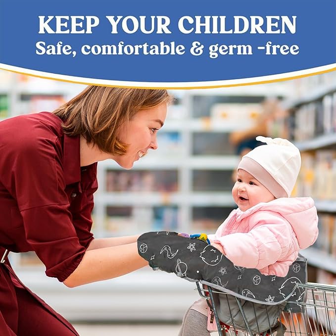 PILLANI Shopping Cart Cover for Baby, High Chair Cover for Restaurant Seat - Grocery Cart Cover for Baby Girl and Boy, Comfortable Cotton Buggy Covers for Babies - Padded Toddler Shopping Cart Cover