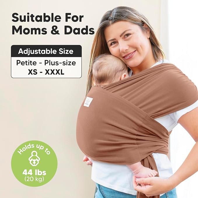 KeaBabies Baby Wrap Carrier Ring Sling - Easy to Wear, Adjustable D-Lite Baby Carrier Newborn to Toddler, Infant Carrying Shirt, Hands Free Bonding, Breathable Fabric Wearing Wrap (Terracota)