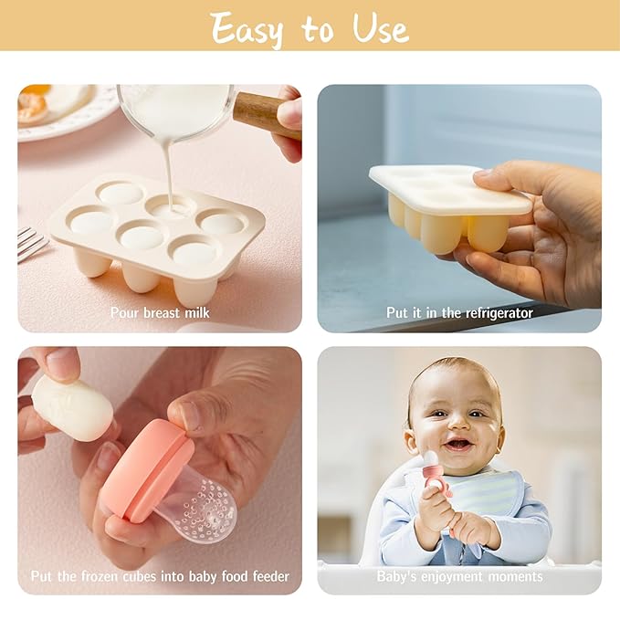 Baby Fruit Food Feeder with Breastmilk Popsicle Molds,Teething Toys Silicone Teethers for Babies 3-12 Months for Baby Feeding Gift