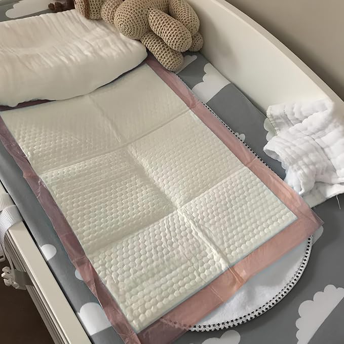 Disposable Changing Pad (100 Pack), Baby Incontinence Changing Pads Diaper UnderPads, Super Soft, Ultra Absorbent & Waterproof, Covers Any Surface for Baby Diaper Changes, 18 x 13inch (Pink)