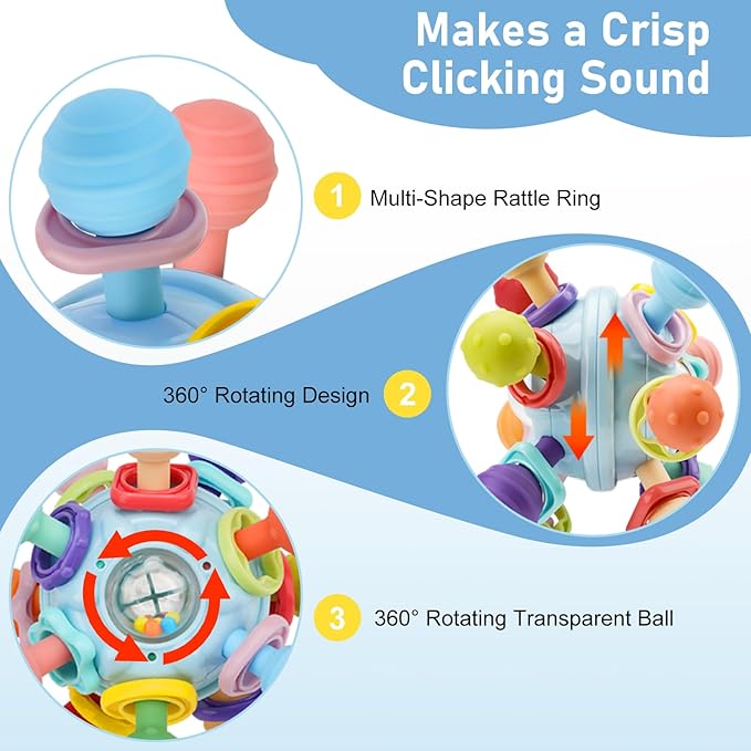 2 Pack Baby Teething Toys 0-6 6-12 Months, Multi-Functional Food Grade Silicone Baby Montessori Sensory Teether Toys & Teething Mittens, Soothing Chew Baby Toys for Newborn Infant Sucking Needs