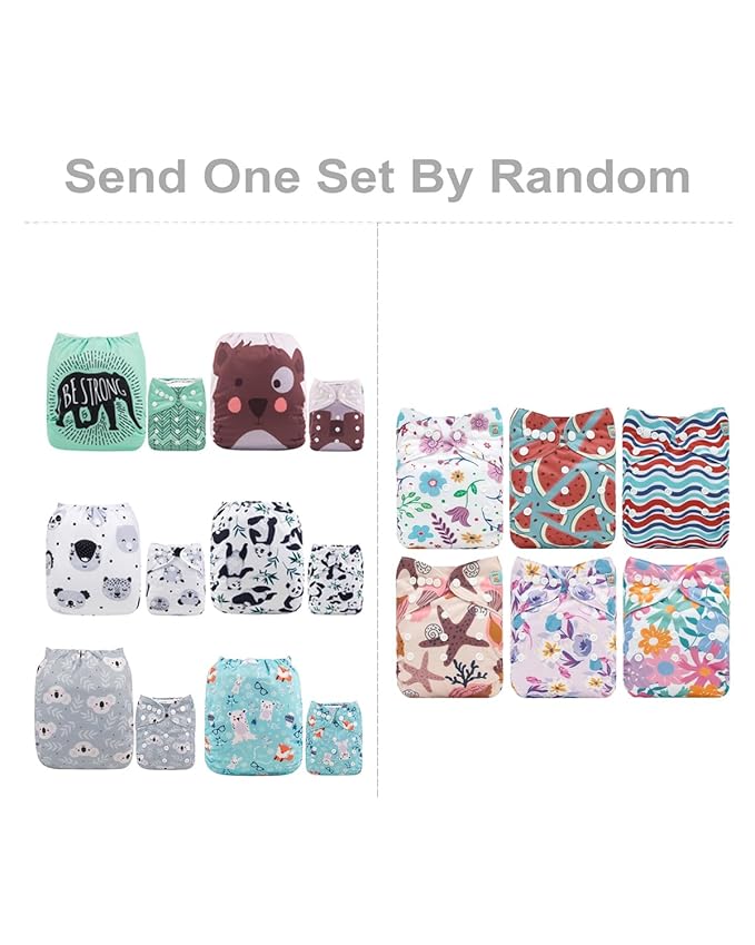 ALVABABY 6 Pack Cloth Diaper with 12 Inserts One Size Adjustable Washable Reusable Diaper Cover for Baby Girls and Boys