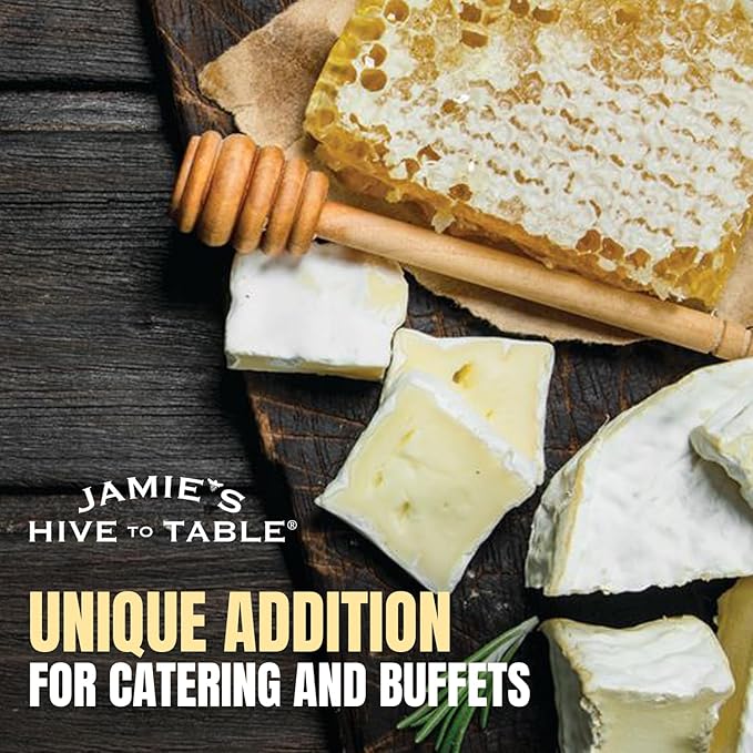 Jamie’s Hive To Table 100% Raw Honeycomb Bites, 3.3 Oz, 5 Bites – Pure Honeycomb Straight from the Hive – Made in USA, Product of Georgia – No Additives or Preservatives, Non-GMO