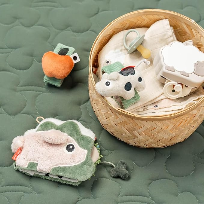 Done by Deer Wrist Rattle Set for Babies – 2-Pack Dotti – Newborn Sensory Toys with Crinkle & Rattle – Green Baby Bracelets for Wrist or Ankle – from 0 Months