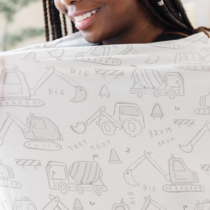 Baby Car Seat Cover Canopy and Nursing Cover Multi-Use Stretchy 5 in 1 Gift "Gemma in Tan" by Copper Pearl