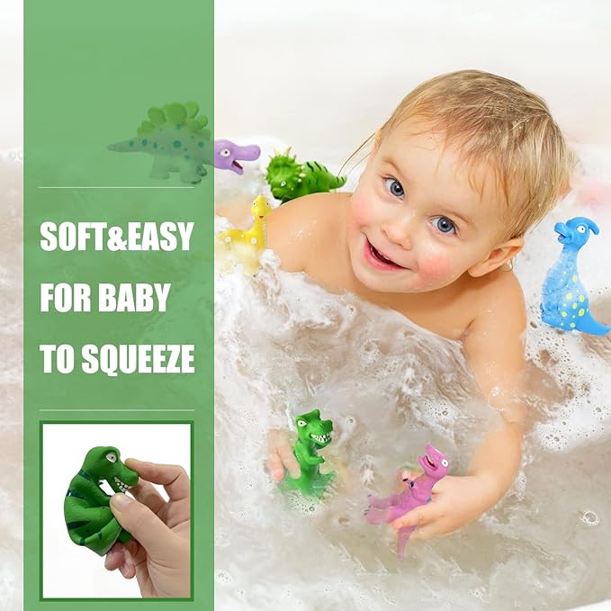 Dinosaur Bath Toys, Baby Shower Toys Mold Free Bathtub Toys for 12-18 Months - Plastic 8 Pack of No-Hole Design Dinosaurs for Toddler Bath Toys, for Boys and Girls