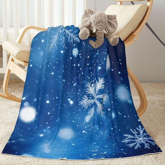 Baby Blanket Snowflake Snow Christmas Pattern Winter for Boy Girl Newborn 30x40 Inch Toddler Infant Nursery Throw Blankets Double Layer Comfy Soft Plush Stroller Crib Quilt
