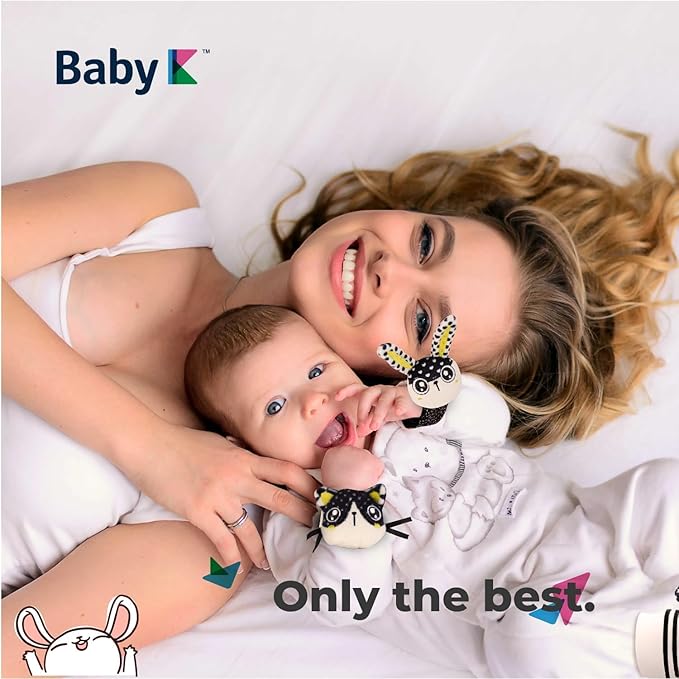 BABY K Rattle Socks & Wrist Rattles and Hand Rattle (Set G+ Dog A) - Newborn Toys for Baby Boy or Girl - Brain Development Infant Toys - Hand and Foot Rattles Suitable for 0-3, 3-6, 6-12 Months Babies