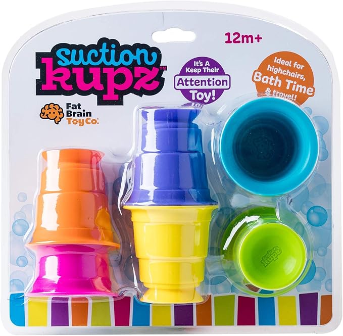 Fat Brain Toys Suction Kupz - Creative Tactile Learning Sensory Toys for Babies & Toddlers, Cups