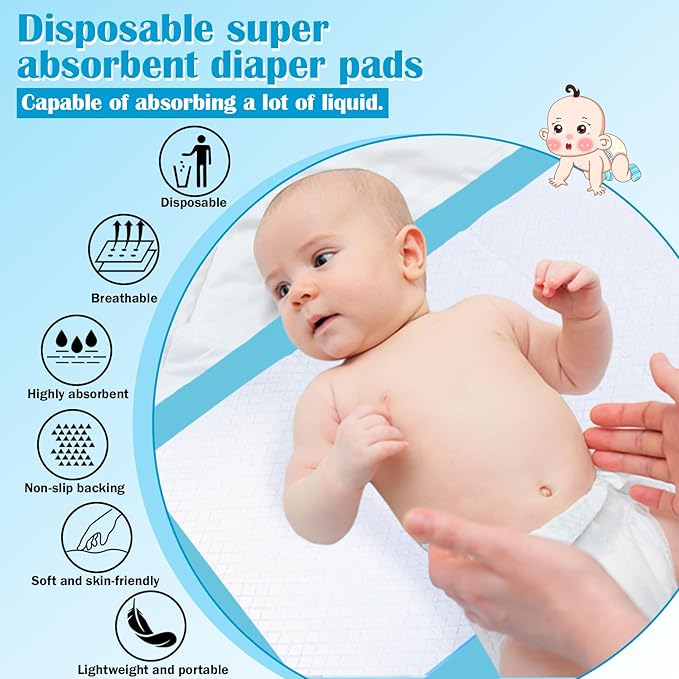 100 Pack Disposable Changing Pads,18 in x24 in Baby Disposable Underpads,Absorbent Incontinence Pee Pad,Waterproof,Leak Proof Underpad Mat for Elderly,Adults,Kids,Baby Protection