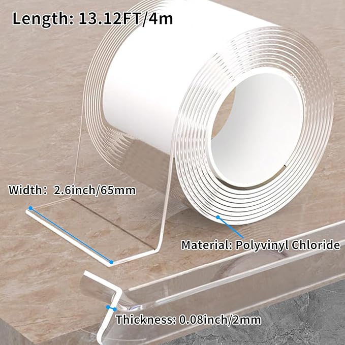 13.12 FT Edge Corner Protector Baby Proofing,Soft Clear Furniture Table Corner Guard & Edge Safety Cabinet Door Bumper,Crib Bumpers,Wall Protector(Width 2.6 in,Thickness 0.08 in)