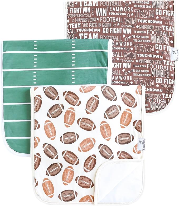 Copper Pearl Premium Baby Burp Cloths - 3-Pack Large Cotton Burp Cloths, Extra Soft Spit Up Rags with 3 Absorbent Layers, Perfect for Baby Boy and Baby Girl Gifts (21" x 10" Size, Blitz Set)