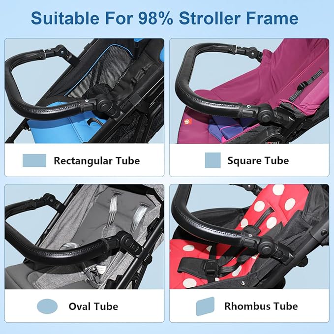 Baby Stroller Belly bar Stroller Armrest Handle Crossbar Accessories Compatible for BBZ YoYo and Yoyo Black PU Pushchair Leather pram