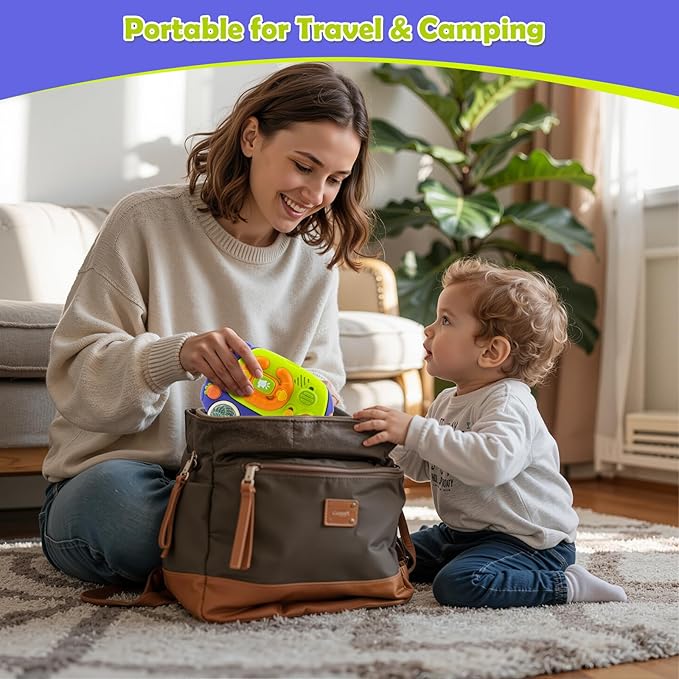 Ayyomo 3 in 1 Montessori Toys Bus, Light Up Baby Musical Toys for Toddlers 1-3 Year Old, Road Trip Busy Board for Car Seat Travel Essential, 2 Bell Wheel Sensory Toys, Birthday Gift for Boy Girl Kid