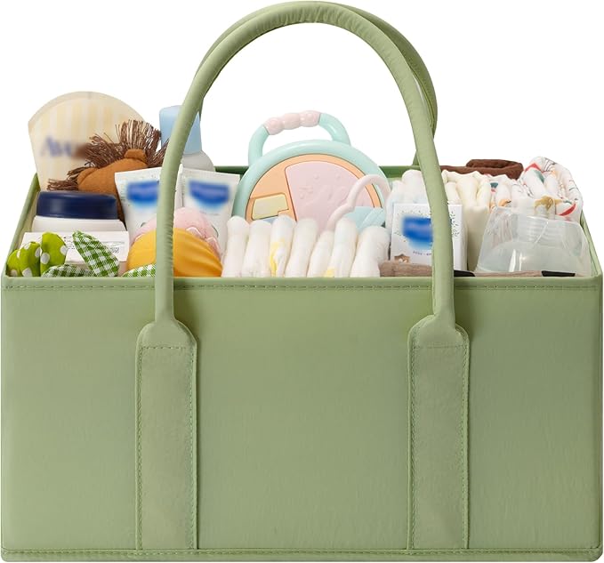 GRANNY SAYS Baby Diaper Caddy Organizer, Baby Bag for Diapers and Baby Wipes, Nurse Baskets for Changing Table, Car Organizer, Gift for Baby Shower, Newborn Essentials, Green