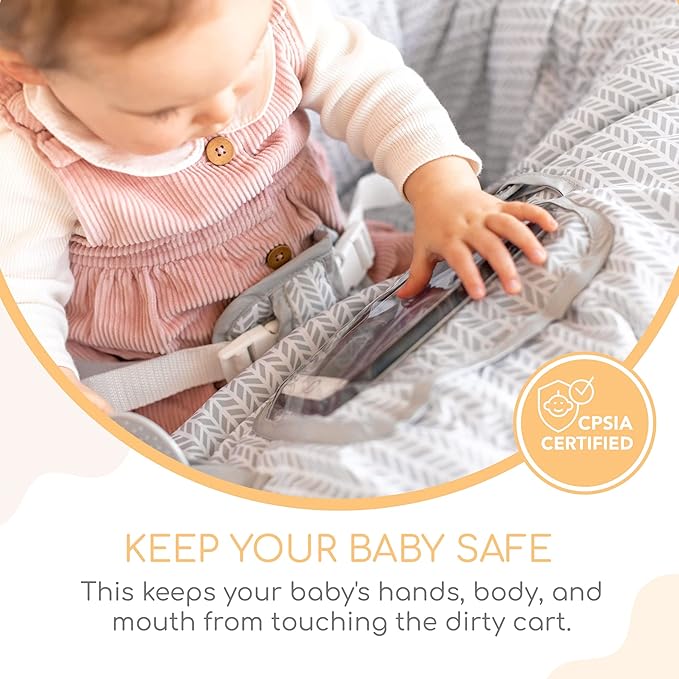 2-in-1 Cushy High Chair Cover and Shopping Cart Cover for Baby, Comfortable Cover for Grocery Cart, Universal Fit Cart Cover for Babies, Includes Storage Pouch - Little Arrows