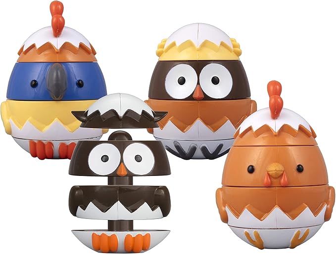 Egg Stacking & Sorting Animals, Mix & Match Adorable Hatching Friends- 4 Different Animals- Creative, Educational & Imaginative Hands On Building Toys- Baby Toddler Kids Xmas Gift- Chick Owl Duck Bird