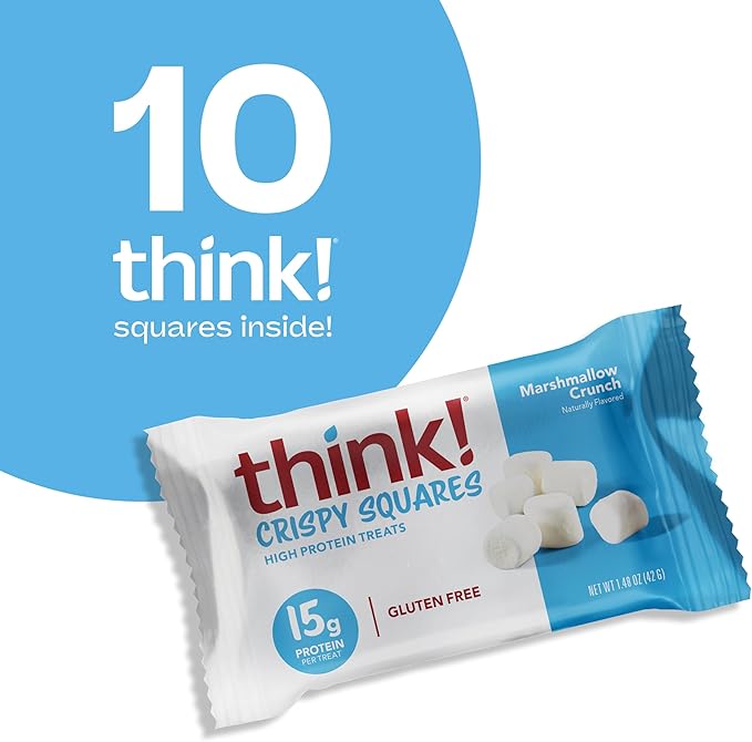 Think! High Protein Crispy Squares Marshmallow Crunch Treat (10 Pack)